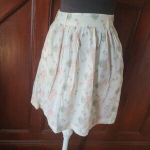 MNG By Mango Floral Skirt Size 2 Cotton Blend Womens Soft Pastel Colors